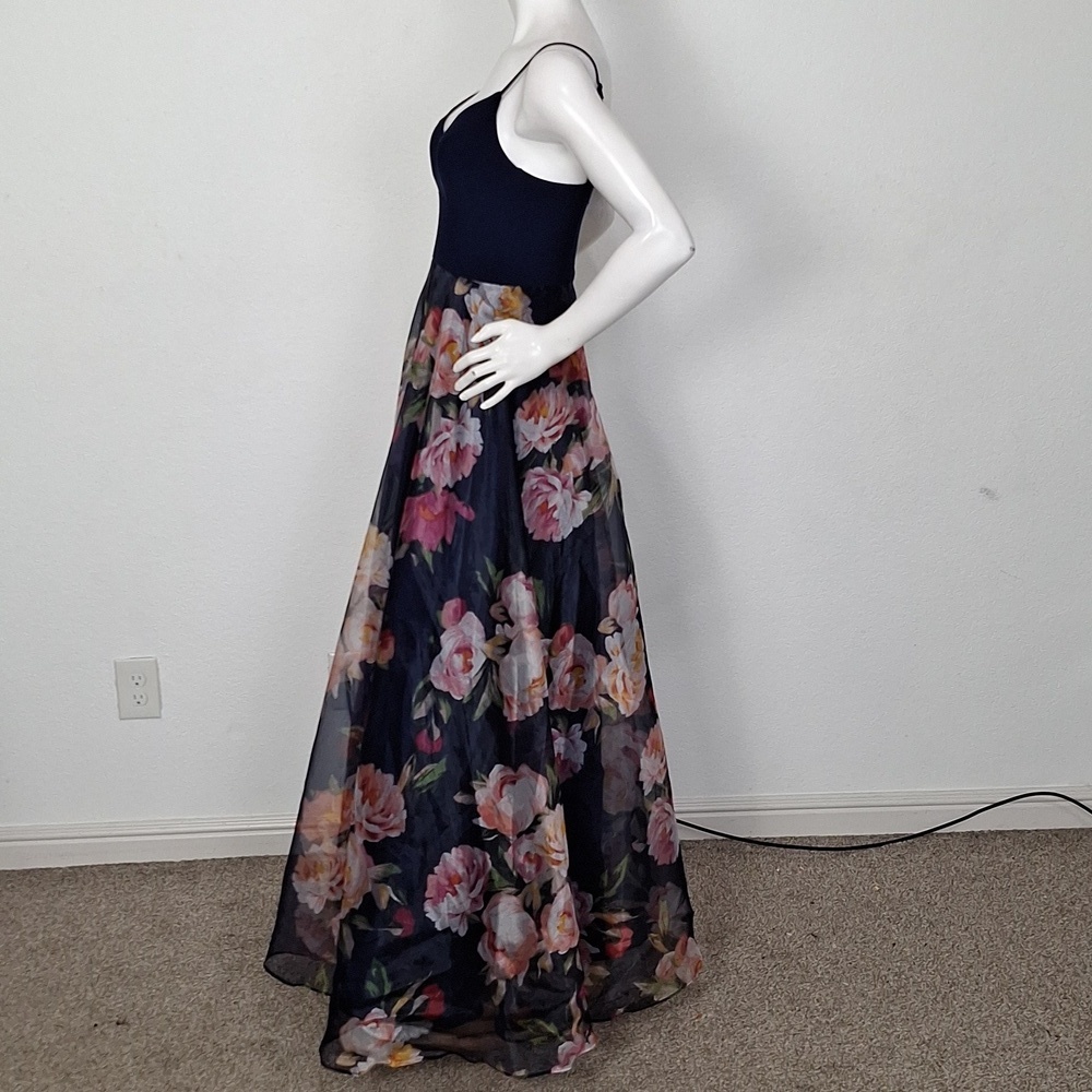 Eliza J Floral Romantic Whimsigoth Sleeveless V-Neck Ball Maxi Gown Dress Size 4 - Picture 8 of 13